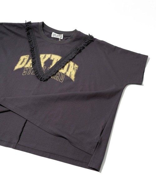 CUBE SUGAR(キューブシュガー)の「CUBE SUGAR/キューブシュガー 26/-天竺フリンジヤッコTEE(Tシャツ/カットソー・レディース・ホワイト/チャコールグレー・FREE)」の10枚目の写真