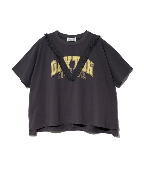 CUBE SUGAR(キューブシュガー)の「CUBE SUGAR/キューブシュガー 26/-天竺フリンジヤッコTEE(Tシャツ/カットソー・レディース・ホワイト/チャコールグレー・FREE)」の7枚目の写真