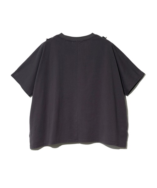 CUBE SUGAR(キューブシュガー)の「CUBE SUGAR/キューブシュガー 26/-天竺フリンジヤッコTEE(Tシャツ/カットソー・レディース・ホワイト/チャコールグレー・FREE)」の6枚目の写真