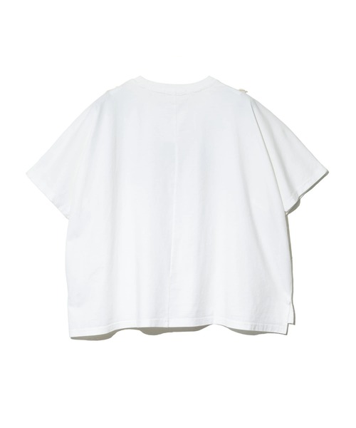 CUBE SUGAR(キューブシュガー)の「CUBE SUGAR/キューブシュガー 26/-天竺フリンジヤッコTEE(Tシャツ/カットソー・レディース・ホワイト/チャコールグレー・FREE)」の4枚目の写真