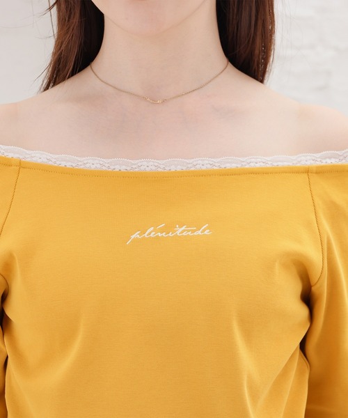 Honeys（ハニーズ）の「レース付オフショルトップス（Tシャツ/カットソー・レディース・カーキ/アイボリー/ピンク/スミクロ・L/M）」の18枚目の写真