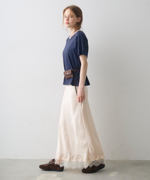 Crisp（クリスプ）の「satin lace long skirt / サテンレースロングスカート（スカート・レディース・ブラウン/アイボリー・FREE）」の9枚目の写真