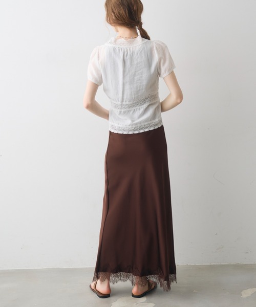 Crisp（クリスプ）の「satin lace long skirt / サテンレースロングスカート（スカート・レディース・ブラウン/アイボリー・FREE）」の17枚目の写真