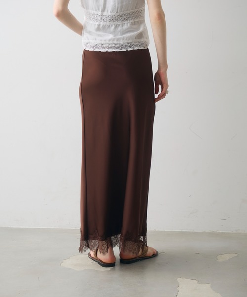 Crisp（クリスプ）の「satin lace long skirt / サテンレースロングスカート（スカート・レディース・ブラウン/アイボリー・FREE）」の13枚目の写真