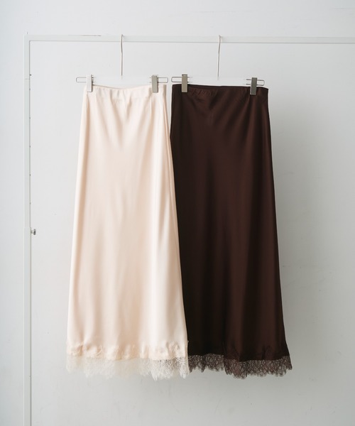 Crisp（クリスプ）の「satin lace long skirt / サテンレースロングスカート（スカート・レディース・ブラウン/アイボリー・FREE）」の18枚目の写真
