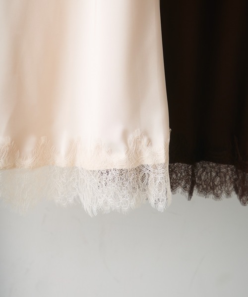 Crisp（クリスプ）の「satin lace long skirt / サテンレースロングスカート（スカート・レディース・ブラウン/アイボリー・FREE）」の19枚目の写真