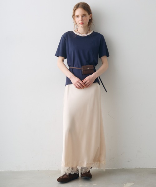 Crisp（クリスプ）の「satin lace long skirt / サテンレースロングスカート（スカート・レディース・ブラウン/アイボリー・FREE）」の6枚目の写真