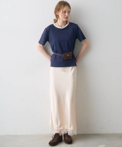 Crisp（クリスプ）の「satin lace long skirt / サテンレースロングスカート（スカート・レディース・ブラウン/アイボリー・FREE）」の7枚目の写真
