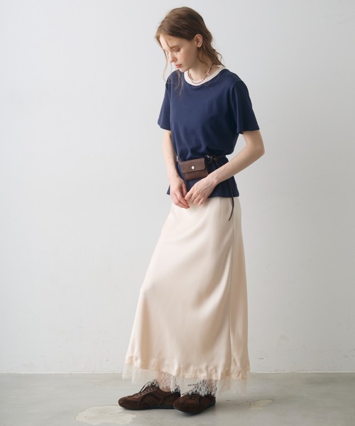 Crisp（クリスプ）の「satin lace long skirt / サテンレースロングスカート（スカート・レディース・ブラウン/アイボリー・FREE）」の8枚目の写真