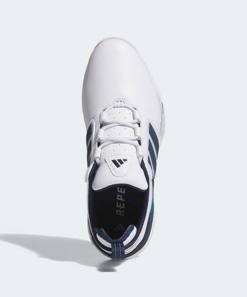 adidas(アディダス)の「アディパワー 26 ワイド スパイクレス ゴルフ / ADIPOWER 26 WIDE SPIKELESS GOLF【adidas Golf/アディダスゴルフ】(スニーカー・メンズ・ホワイト×ブルー・24.5cm/25.5cm/26.5cm/27.5cm/28.5cm/25.0cm/26.0cm/27.0cm/28.0cm/29.0cm)」の4枚目の写真