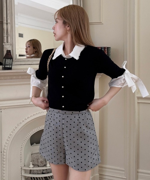 ROYAL PARTY(ロイヤルパーティー)の「レイヤード風袖リボンニットトップス(ニット/セーター・レディース・ブラウン/ブラック/グレー・FREE)」の4枚目の写真