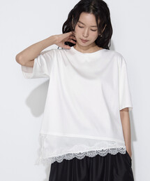 K.T KIYOKO TAKASE（キヨコタカセ）の「スーピマコットン 裾レースコンビネーションTシャツ（Tシャツ/カットソー）」