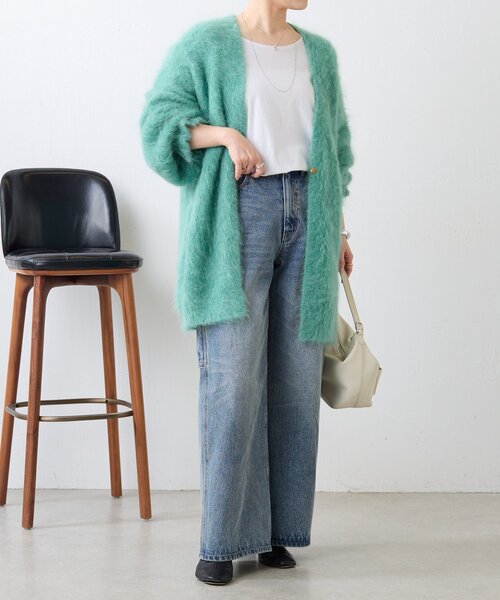 BEARDSLEY(ビアズリー)の「《8/24(月)12:00予約開始》アルパカシャギーガーデ(カーディガン/ボレロ・レディース・パープル/グリーン・FREE)」の3枚目の写真