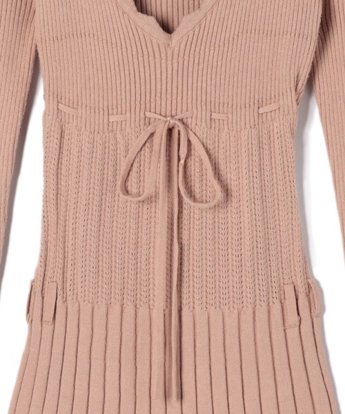 M DOLLY(エムドリー)の「Knit tilly mini dress / ニットティリーミニドレス(ワンピース・レディース・ブラック/ピンクベージュ/アイボリー・FREE)」の20枚目の写真