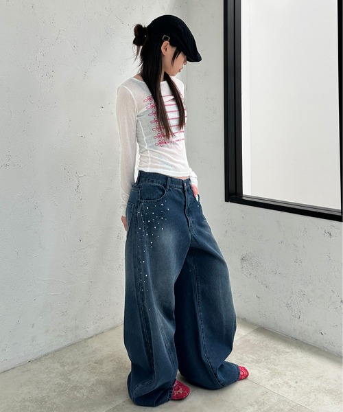 sedacle girl(セダクルガール)の「フロントラインストーンデニム(デニムパンツ・レディース・インディゴブルー/ライトインディゴブルー・SMALL/MEDIUM)」の10枚目の写真