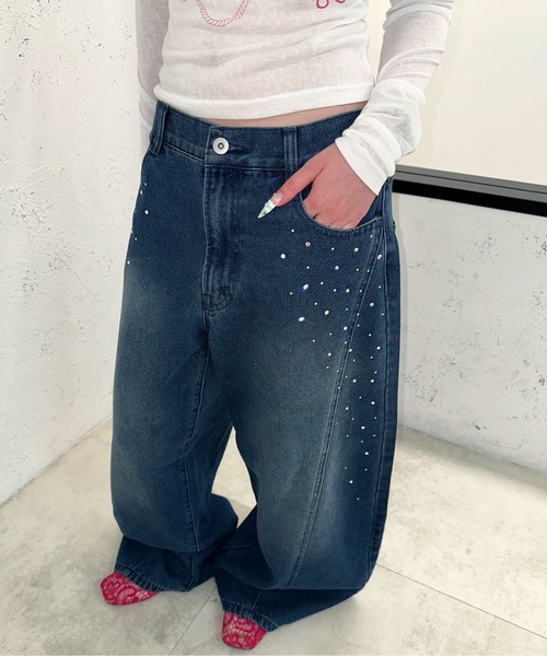 sedacle girl(セダクルガール)の「フロントラインストーンデニム(デニムパンツ・レディース・インディゴブルー/ライトインディゴブルー・SMALL/MEDIUM)」の12枚目の写真