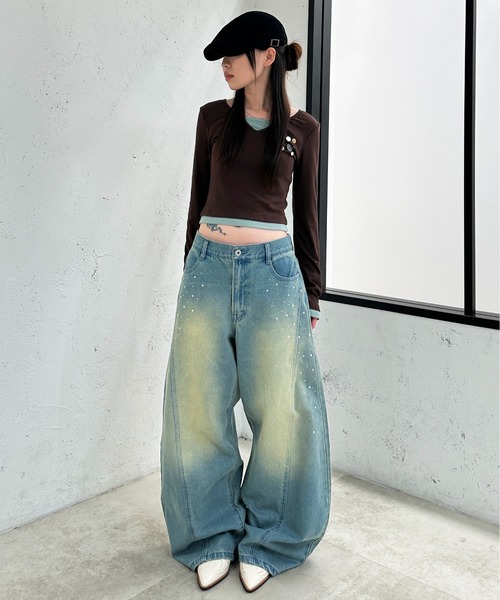 sedacle girl(セダクルガール)の「フロントラインストーンデニム(デニムパンツ・レディース・インディゴブルー/ライトインディゴブルー・SMALL/MEDIUM)」の17枚目の写真