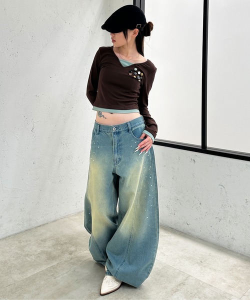 sedacle girl(セダクルガール)の「フロントラインストーンデニム(デニムパンツ・レディース・インディゴブルー/ライトインディゴブルー・SMALL/MEDIUM)」の18枚目の写真