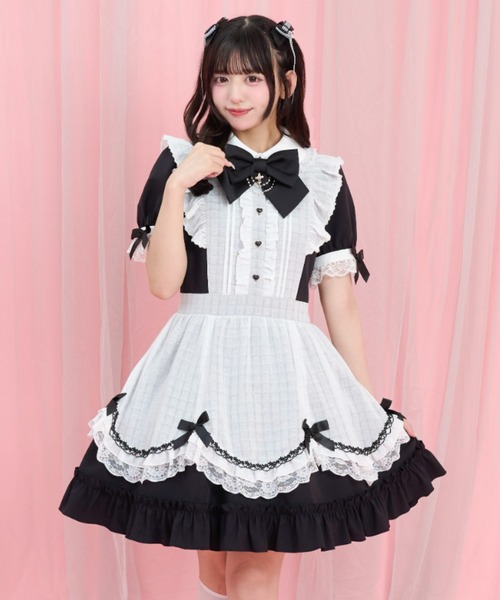 Secret Honey（シークレットハニー）の「エプロンレイヤードワンピース（ワンピース・レディース・ライトブルー/ホワイト×ブラック・MEDIUM）」の2枚目の写真