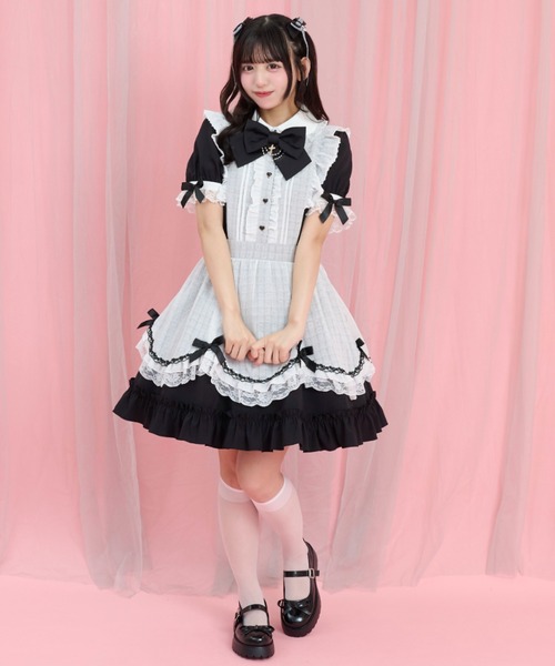 Secret Honey（シークレットハニー）の「エプロンレイヤードワンピース（ワンピース・レディース・ライトブルー/ホワイト×ブラック・MEDIUM）」の6枚目の写真