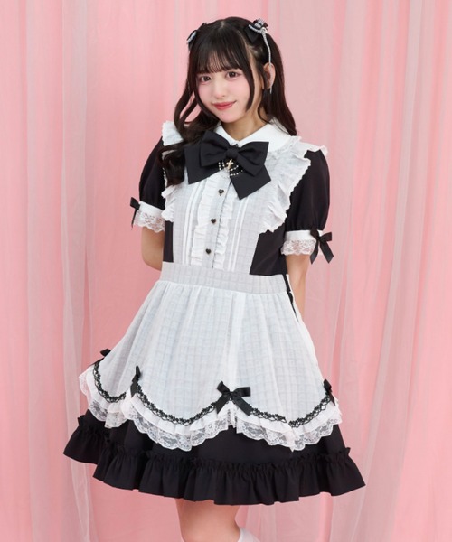 Secret Honey（シークレットハニー）の「エプロンレイヤードワンピース（ワンピース・レディース・ライトブルー/ホワイト×ブラック・MEDIUM）」の7枚目の写真