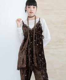 フラワー刺繍ベロアミニワンピース/セットアップ対応