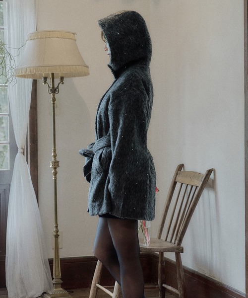 mideal（マイディール）の「shaggy hoodie middle coat / シャギーフードミドルコート（その他アウター・レディース・ブラウン/グレー/アイボリー・FREE）」の11枚目の写真