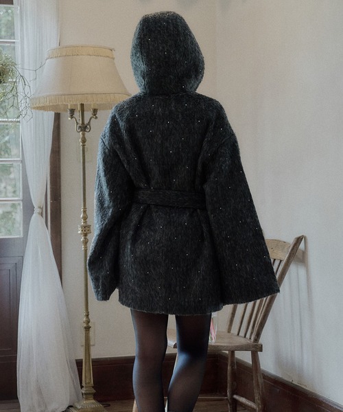 mideal（マイディール）の「shaggy hoodie middle coat / シャギーフードミドルコート（その他アウター・レディース・ブラウン/グレー/アイボリー・FREE）」の12枚目の写真