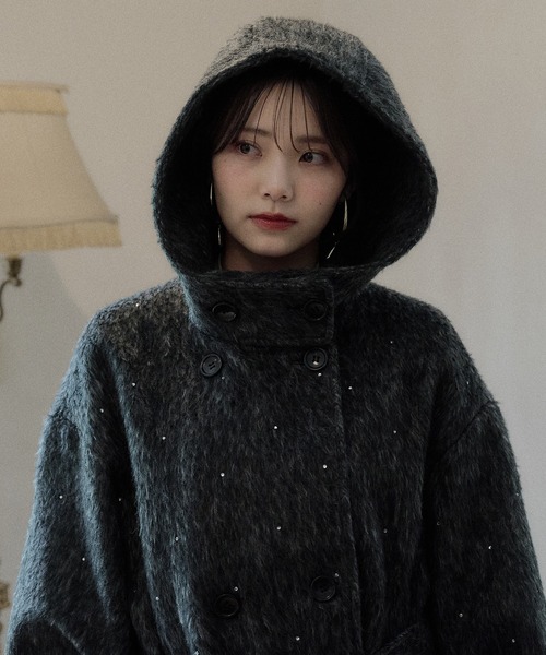 mideal（マイディール）の「shaggy hoodie middle coat / シャギーフードミドルコート（その他アウター・レディース・ブラウン/グレー/アイボリー・FREE）」の15枚目の写真