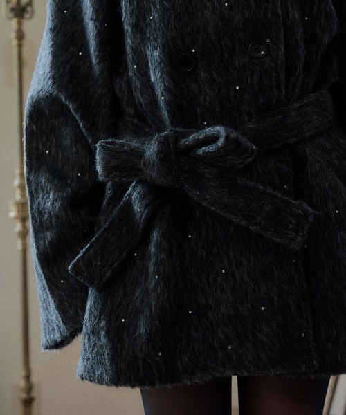 mideal（マイディール）の「shaggy hoodie middle coat / シャギーフードミドルコート（その他アウター・レディース・ブラウン/グレー/アイボリー・FREE）」の16枚目の写真