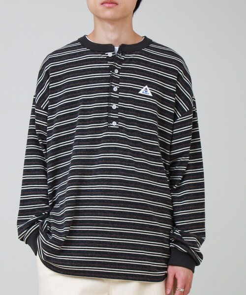 GEVACO(ゲバコ)の「【GEVACO/ゲバコ】ヘンリーネックボーダー ロングスリーブTシャツ(Tシャツ/カットソー・メンズ・ブラック系その他/ブラウン系その他・M/L)」の5枚目の写真