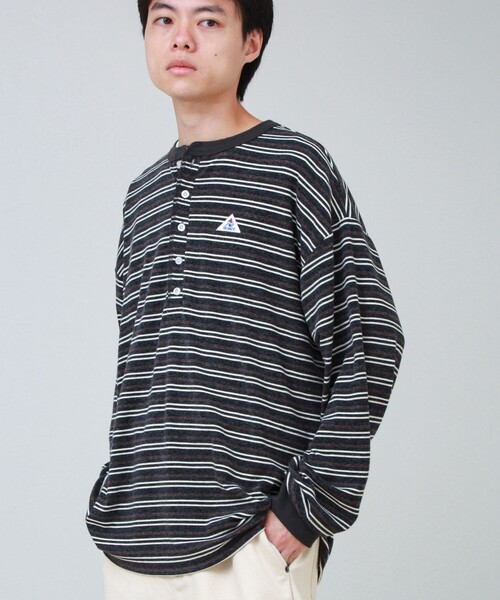 GEVACO(ゲバコ)の「【GEVACO/ゲバコ】ヘンリーネックボーダー ロングスリーブTシャツ(Tシャツ/カットソー・メンズ・ブラック系その他/ブラウン系その他・M/L)」の7枚目の写真