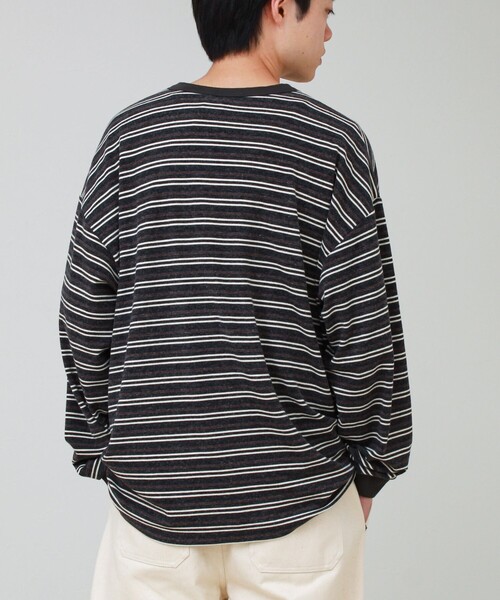 GEVACO(ゲバコ)の「【GEVACO/ゲバコ】ヘンリーネックボーダー ロングスリーブTシャツ(Tシャツ/カットソー・メンズ・ブラック系その他/ブラウン系その他・M/L)」の8枚目の写真