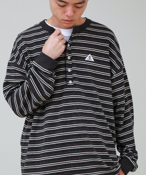 GEVACO(ゲバコ)の「【GEVACO/ゲバコ】ヘンリーネックボーダー ロングスリーブTシャツ(Tシャツ/カットソー・メンズ・ブラック系その他/ブラウン系その他・M/L)」の10枚目の写真