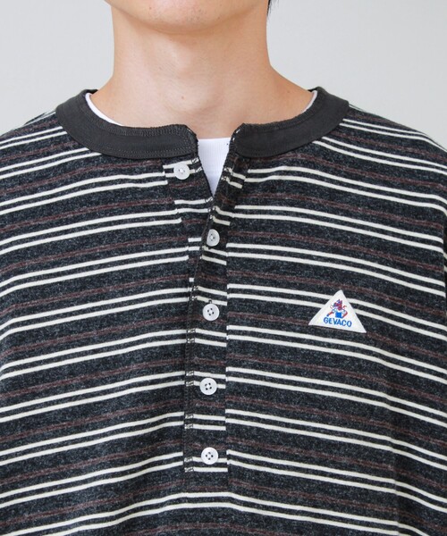 GEVACO(ゲバコ)の「【GEVACO/ゲバコ】ヘンリーネックボーダー ロングスリーブTシャツ(Tシャツ/カットソー・メンズ・ブラック系その他/ブラウン系その他・M/L)」の11枚目の写真