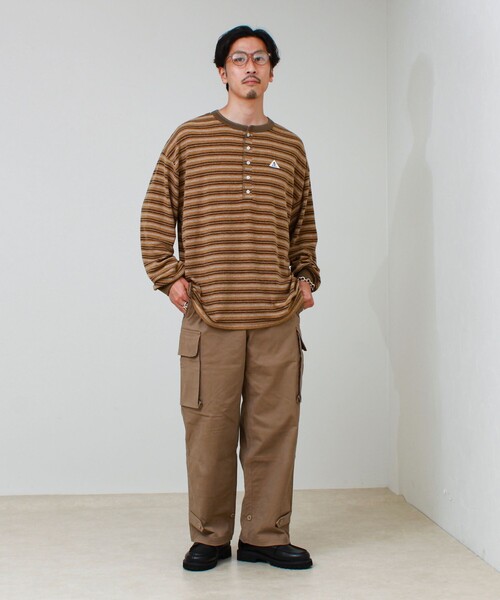 GEVACO(ゲバコ)の「【GEVACO/ゲバコ】ヘンリーネックボーダー ロングスリーブTシャツ(Tシャツ/カットソー・メンズ・ブラック系その他/ブラウン系その他・M/L)」の16枚目の写真