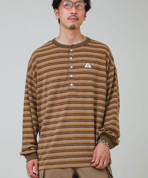 GEVACO(ゲバコ)の「【GEVACO/ゲバコ】ヘンリーネックボーダー ロングスリーブTシャツ(Tシャツ/カットソー・メンズ・ブラック系その他/ブラウン系その他・M/L)」の19枚目の写真