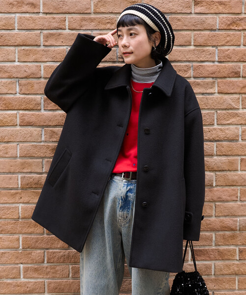 FREAK'S STORE(フリークスストア)の「ビーバー ステンカラーミドルコート(ステンカラーコート・レディース・モカ/グレー/ブラック・フリ-)」の2枚目の写真