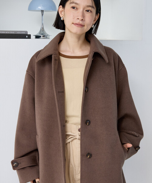 FREAK'S STORE(フリークスストア)の「ビーバー ステンカラーミドルコート(ステンカラーコート・レディース・モカ/グレー/ブラック・フリ-)」の10枚目の写真