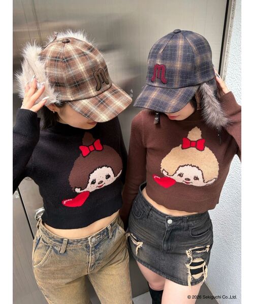 EMODA(エモダ)の「【Monchhichi×EMODA】チェックイヤーフラップキャップ(キャップ・レディース・ネイビー/ベージュ・FREE)」の22枚目の写真
