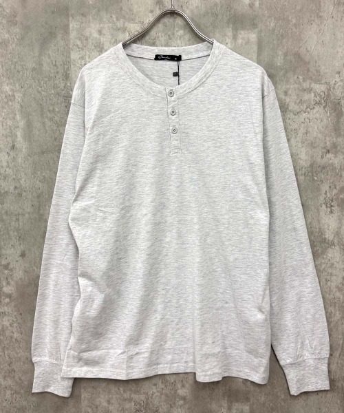 SHISKY(シスキー)の「ヘンリーネック ちょいBIGロンT(846-103)(Tシャツ/カットソー・メンズ・オートミール/杢グレー/チャコールグレー/ネイビー/ブラック/オフホワイト・M/L/XL)」の5枚目の写真