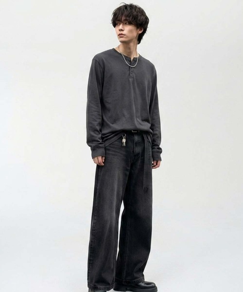 SHISKY(シスキー)の「ヘンリーネック ちょいBIGロンT(846-103)(Tシャツ/カットソー・メンズ・オートミール/杢グレー/チャコールグレー/ネイビー/ブラック/オフホワイト・M/L/XL)」の22枚目の写真