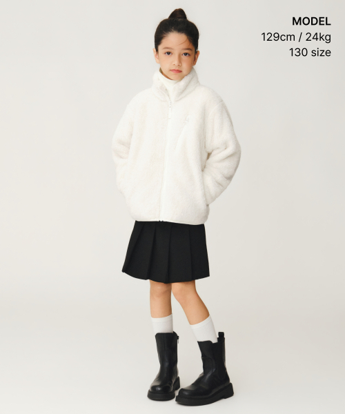 MUSINSA STANDARD KIDS（ムシンサスタンダードキッズ）の「[シティレジャー] フラッフィーフリースジップアップジャケット [アイボリー]（ブルゾン・レディース・その他・120/130/140/150/160）」の2枚目の写真