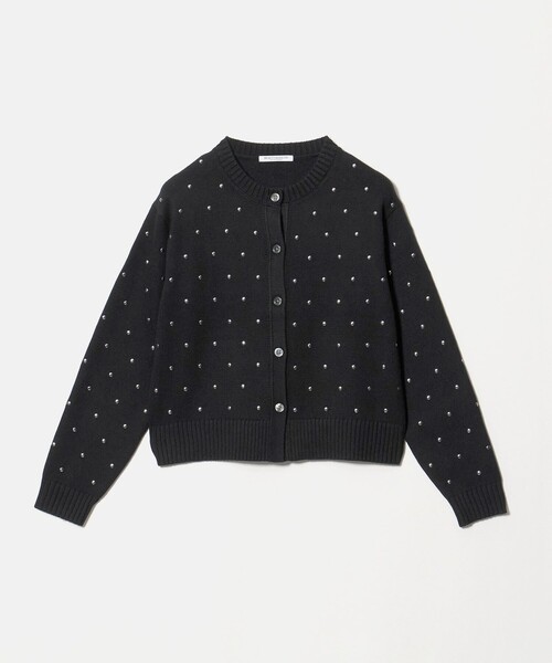 BEAUTY&YOUTH UNITED ARROWS(ビューティーアンドユースユナイテッドアローズ)の「メタルパーツ クルーネック カーディガン ウォッシャブル(カーディガン/ボレロ・レディース・ブラック/グレー系・FREE)」の1枚目の写真