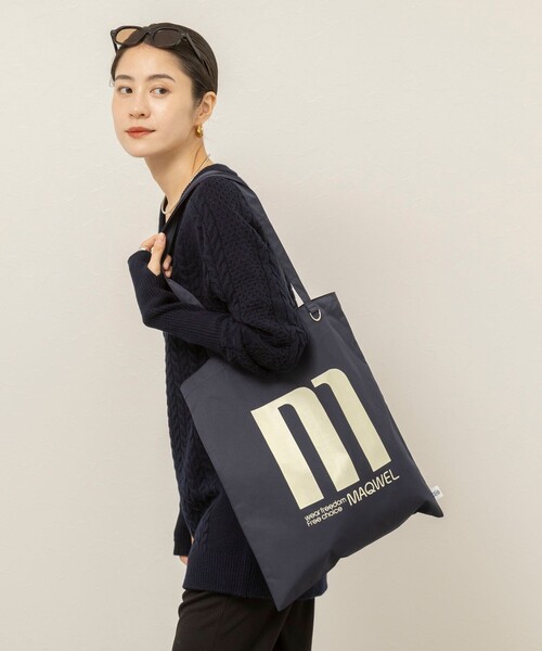 MAQWEL(マクウェル)の「【MAQWEL/マクウェル】TOTE BAG 2(エコバッグ/サブバッグ・レディース・ネイビー/オフホワイト・FREE)」の1枚目の写真