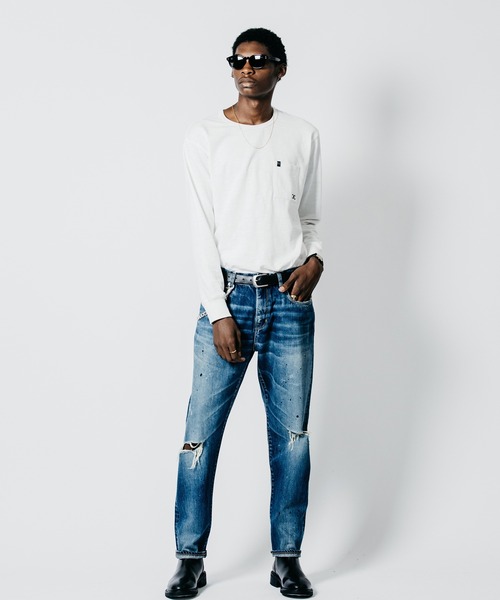 CRIMIE(クライミー)の「BORN FREE TAPERED AUTHENTIC SELVEDGE GARAGE USED JEANS - INDIGO MADE IN JAPAN(デニムパンツ・メンズ・インディゴブルー・XXL/XL/L/M/S)」の13枚目の写真