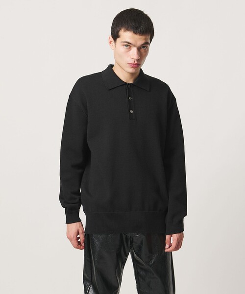UNITED ARROWS & SONS(ユナイテッドアローズアンドサンズ)の「<UNITED ARROWS & SONS> CHARLIE L/SLV PL/ポロニット(ニット/セーター・メンズ・ダークブラウン/ブラック・S/M/L/XL)」の2枚目の写真
