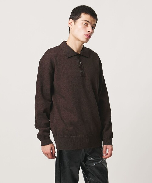 UNITED ARROWS & SONS(ユナイテッドアローズアンドサンズ)の「<UNITED ARROWS & SONS> CHARLIE L/SLV PL/ポロニット(ニット/セーター・メンズ・ダークブラウン/ブラック・S/M/L/XL)」の3枚目の写真