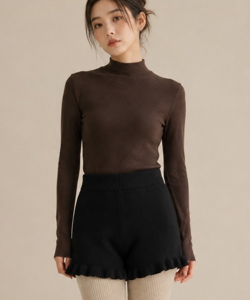 United store(ユナイテッドストア)の「裾フリルニットショートパンツ(その他パンツ・レディース・ダークグレー/ブラック/アイボリー・FREE)」の3枚目の写真