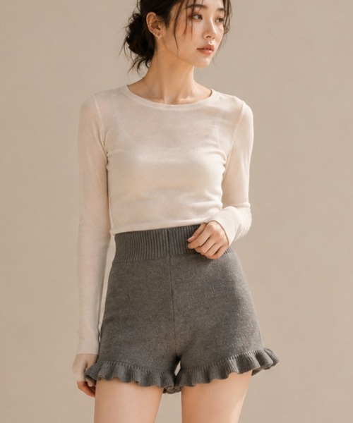 United store(ユナイテッドストア)の「裾フリルニットショートパンツ(その他パンツ・レディース・ダークグレー/ブラック/アイボリー・FREE)」の19枚目の写真